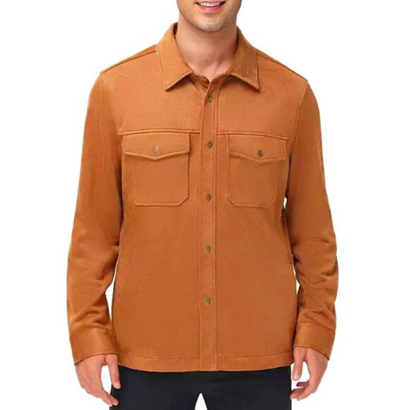 Frye Men's Classic Faux Suede Shirt Jacket Chest Pockets Size XXL Toffee NWT - Picture 3 of 11